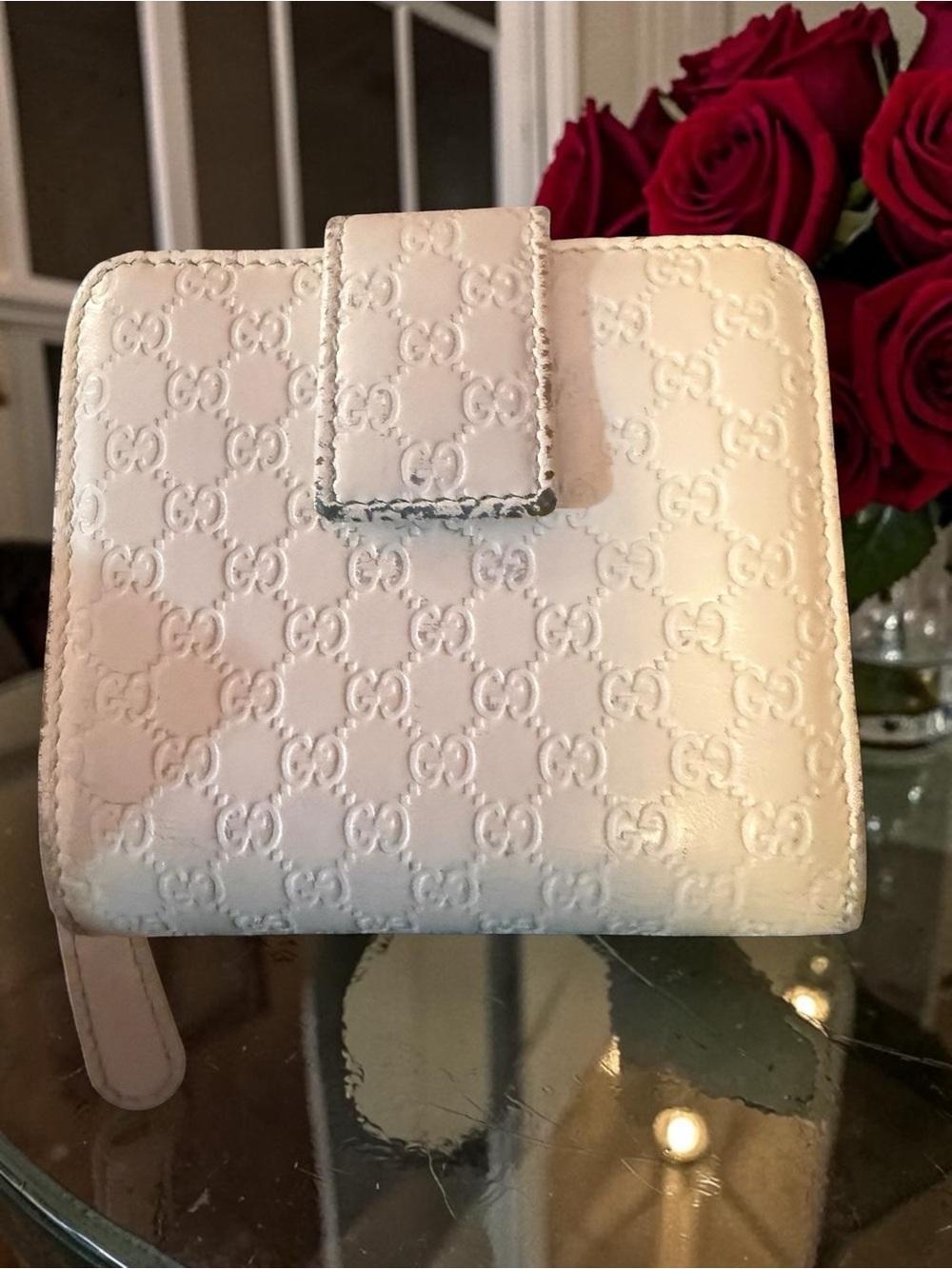 Gucci Cream Guccissima Leather GG-Embossed Wallet with Tab Closure & Care Cards - Picture 11 of 13